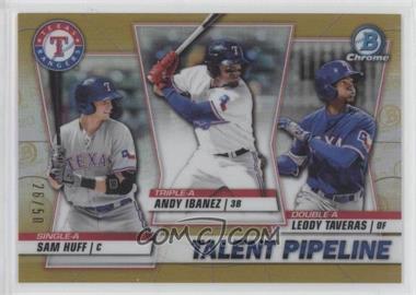 2020 Bowman - Talent Pipeline Trios Chrome - Gold Refractor #TP-TEX - Sam Huff, Leody Taveras, Andy Ibanez /50