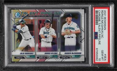 2020 Bowman - Talent Pipeline Trios Chrome #TP-SEA - Jarred Kelenic, Julio Rodriguez, Aaron Knapp [PSA 10 GEM MT]