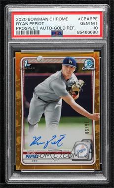 2020 Bowman Chrome - Prospect Autographs - Gold Refractor #CPA-RPE - Ryan Pepiot /50 [PSA 10 GEM MT]