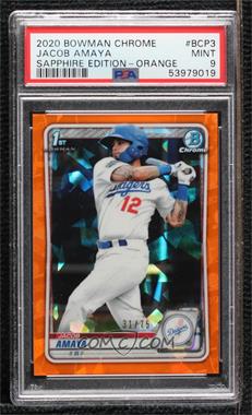 2020 Bowman Chrome Sapphire Edition - [Base] - Orange #BCP-3 - Jacob Amaya /75 [PSA 9 MINT]