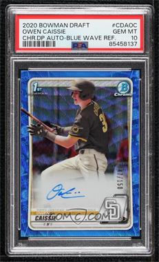 2020 Bowman Draft - Chrome Draft Picks Autographs - Blue Wave Refractor #CDA-OC - Owen Caissie /150 [PSA 10 GEM MT]