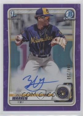 2020 Bowman Draft - Chrome Draft Picks Autographs - Purple Refractor #CDA-ZW - Zavier Warren /250