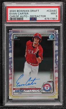 2020 Bowman Draft - Chrome Draft Picks Autographs - Refractor #CDA-EC - Evan Carter /499 [PSA 9 MINT]