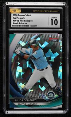 2020 Bowman's Best - Top Prospects - Atomic Refractor #TP-15 - Julio Rodriguez [CSG 10 Gem Mint]