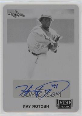 2020 Leaf Metal Draft - 1990 Leaf Autographs - Printing Plate Black #LA-HY1 - Hector Yan /1