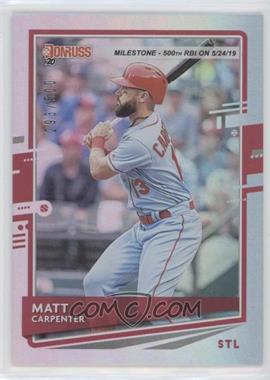 2020 Panini Donruss - [Base] - Milestone Stat Line #203 - Matt Carpenter /500