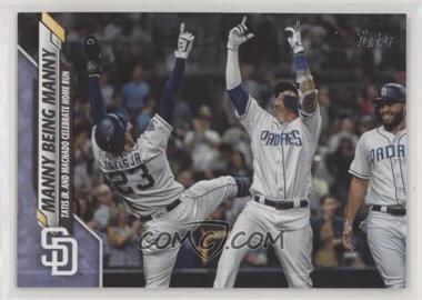 2020 Topps - [Base] - Father's Day Blue #15 - Checklist - Manny Being Manny (Tatis Jr. and Machado Celebrate Home Run) /50