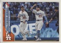 Checklist - Hollywood Heroes (Dodgers Outfielders Celebrate Victory) #/99