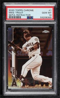 2020 Topps Chrome - [Base] - Sepia Refractor #1 - Mike Trout [PSA 10 GEM MT]