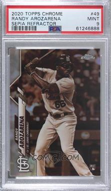 2020 Topps Chrome - [Base] - Sepia Refractor #49 - Randy Arozarena [PSA 9 MINT]