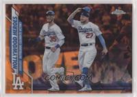 Checklist - Hollywood Heroes (Dodgers Outfielders Celebrate Victory) #/25