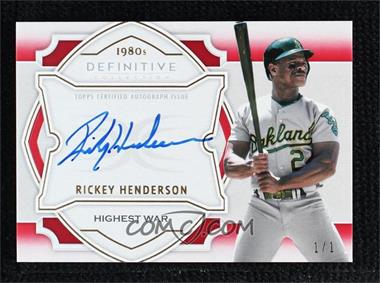 2020 Topps Definitive Collection - Defining the Decade Autographs - Red #DDAC-RHE - Rickey Henderson /1