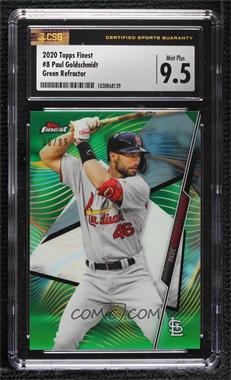 2020 Topps Finest - [Base] - Green Refractor #8 - Paul Goldschmidt /99 [CSG 9.5 Mint Plus]