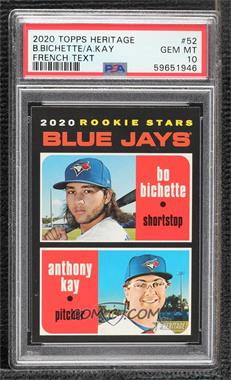 2020 Topps Heritage - [Base] - French Text Back #52 - Rookie Stars - Bo Bichette, Anthony Kay [PSA 10 GEM MT]