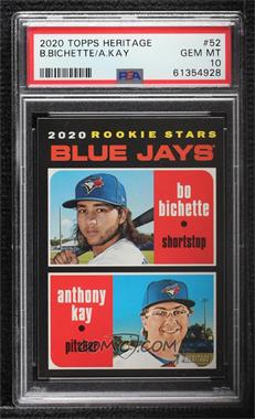 2020 Topps Heritage - [Base] #52.1 - Rookie Stars - Bo Bichette, Anthony Kay [PSA 10 GEM MT]