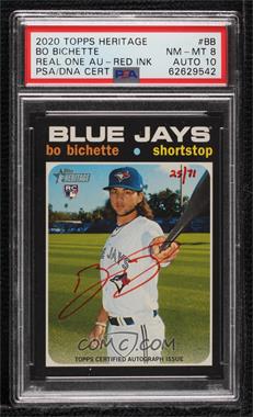 2020 Topps Heritage - Real One Autographs - Special Edition Red Ink #ROA-BB - Bo Bichette /71 [PSA 8 NM‑MT]
