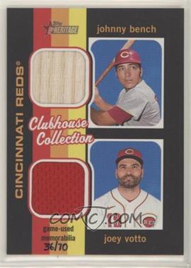 2020 Topps Heritage High Number - Clubhouse Collection Dual Relics #CCDR-BV - Joey Votto, Johnny Bench /70