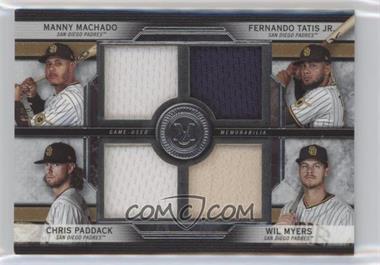 2020 Topps Museum Collection - Four-Player Primary Pieces Quad Relics #FPR-MTPM - Manny Machado, Fernando Tatis Jr., Chris Paddack, Wil Myers /99