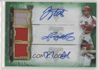 2020 Topps Triple Threads - Autograph Relic Combos - Emerald #ARC-VGS - Nick Senzel, Joey Votto, Sonny Gray /18