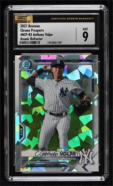 2021 Bowman - Chrome Prospects - Atomic Refractor #BCP-85 - Anthony Volpe [CSG 9 Mint]