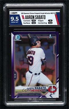 2021 Bowman - Chrome Prospects - Purple Refractor #BCP-125 - Aaron Sabato /250 [HGA 9.5 GEM MINT]