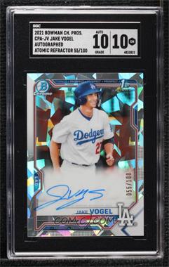 2021 Bowman - Chrome Prospects Autographs - Atomic Refractor #CPA-JV - Jake Vogel /100 [SGC 10 GEM]