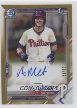 2021 Bowman - Chrome Prospects Autographs - Gold Refractor #CPA-NM - Nick Maton /50