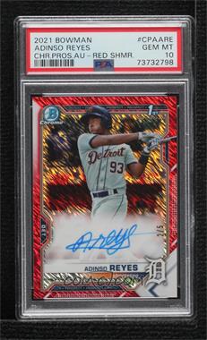 2021 Bowman - Chrome Prospects Autographs - Red Shimmer Refractor #CPA-ARE - Adinso Reyes /5 [PSA 10 GEM MT]