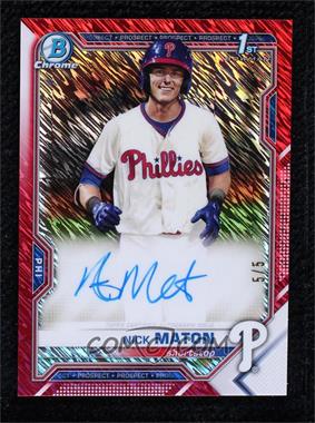 2021 Bowman - Chrome Prospects Autographs - Red Shimmer Refractor #CPA-NM - Nick Maton /5
