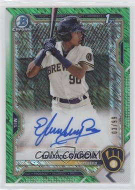 2021 Bowman Chrome - Prospect Autographs - Green Shimmer Refractor #CPA-EG - Eduardo Garcia /99