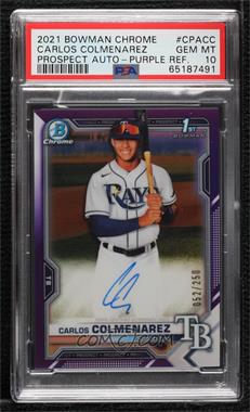 2021 Bowman Chrome - Prospect Autographs - Purple Refractor #CPA-CC - Carlos Colmenarez /250 [PSA 10 GEM MT]