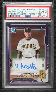 2021 Bowman Chrome - Prospect Autographs - Purple Refractor #CPA-VA - Victor Acosta /250 [PSA 10 GEM MT]