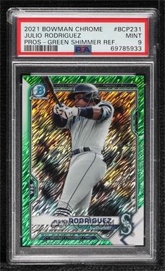 2021 Bowman Chrome - Prospects - Green Shimmer Refractor #BCP-231 - Julio Rodriguez /99 [PSA 9 MINT]