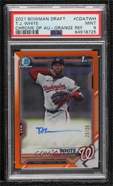 2021 Bowman Draft - Chrome Draft Pick Autographs - Orange Refractor #CDA-TWH - T.J. White /25 [PSA 9 MINT]