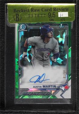 2021 Bowman Sapphire Edition - Chrome Prospects Autograph - Green Refractor #BSPA-AM - Austin Martin /50 [BRCR 9.5]