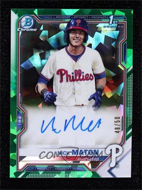 2021 Bowman Sapphire Edition - Chrome Prospects Autograph - Green Refractor #BSPA-NM - Nick Maton /50