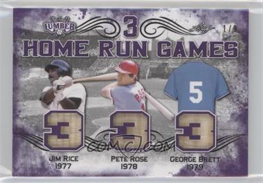 2021 Leaf Lumber - 3 Home Run Games Relics - Purple #3HRG-10 - Jim Rice, Pete Rose, George Brett /9