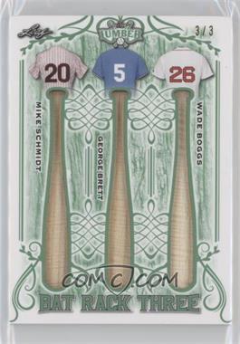 2021 Leaf Lumber - Bat Rack 3 Relics - Emerald #BR3-13 - Mike Schmidt, George Brett, Wade Boggs /3