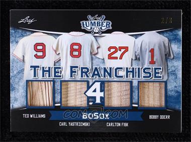 2021 Leaf Lumber - The Franchise 4 Relics - Navy Blue #TF4-03 - Ted Williams, Carl Yastrzemski, Carlton Fisk, Bobby Doerr /3