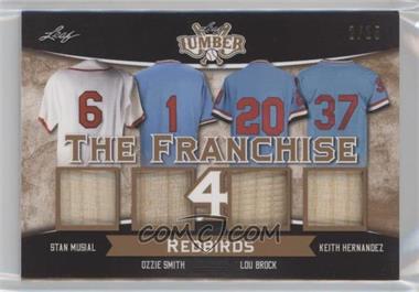 2021 Leaf Lumber - The Franchise 4 Relics #TF4-15 - Stan Musial, Ozzie Smith, Lou Brock, Keith Hernandez /15