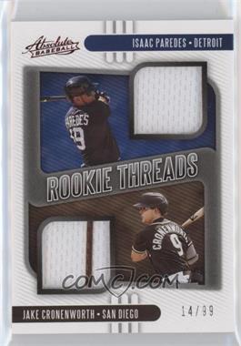 2021 Panini Absolute - Rookie Threads Duals - Red #RTD-IP - Isaac Paredes, Jake Cronenworth /99