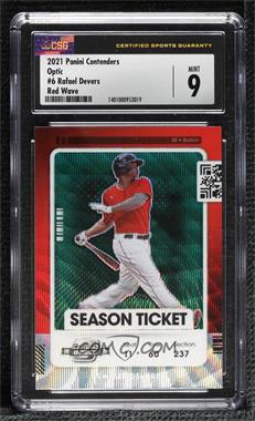 2021 Panini Contenders - [Base] - Optic Red Wave Ticket #6 - Rafael Devers [CSG 9 Mint]