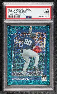 2021 Panini Donruss Optic - [Base] - Teal Velocity Prizm #76 - Rated Rookie - Estevan Florial /35 [PSA 9 MINT]