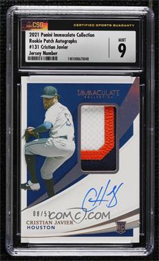 2021 Panini Immaculate Collection - [Base] - Jersey Number #131 - Rookie Patch Autographs - Cristian Javier /53 [CSG 9 Mint]
