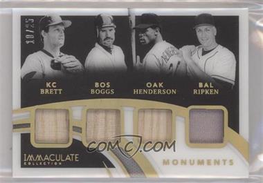 2021 Panini Immaculate Collection - Monuments Relics - Gold #M-80S - George Brett, Wade Boggs, Rickey Henderson, Cal Ripken Jr. /25 [EX to NM]