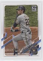 Christian Yelich (Grey Jersey, Swinging)