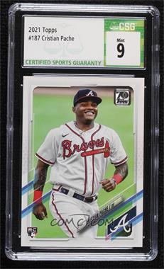 2021 Topps - [Base] #187.1 - Cristian Pache (Vertical, White Jersey) [CSG 9 Mint]