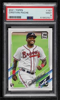 2021 Topps - [Base] #187.1 - Cristian Pache (Vertical, White Jersey) [PSA 9 MINT]