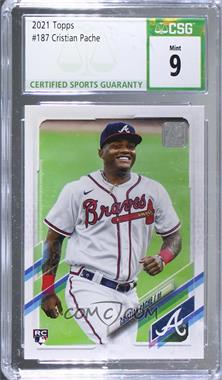 2021 Topps - [Base] #187.1 - Cristian Pache (Vertical, White Jersey) [CSG 9 Mint]