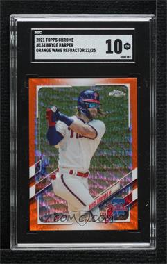 2021 Topps Chrome - [Base] - Orange Wave Refractor #134 - Bryce Harper /25 [SGC 10 GEM]